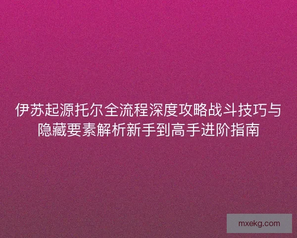 伊苏起源托尔全流程深度攻略战斗技巧与隐藏要素解析新手到高手进阶指南